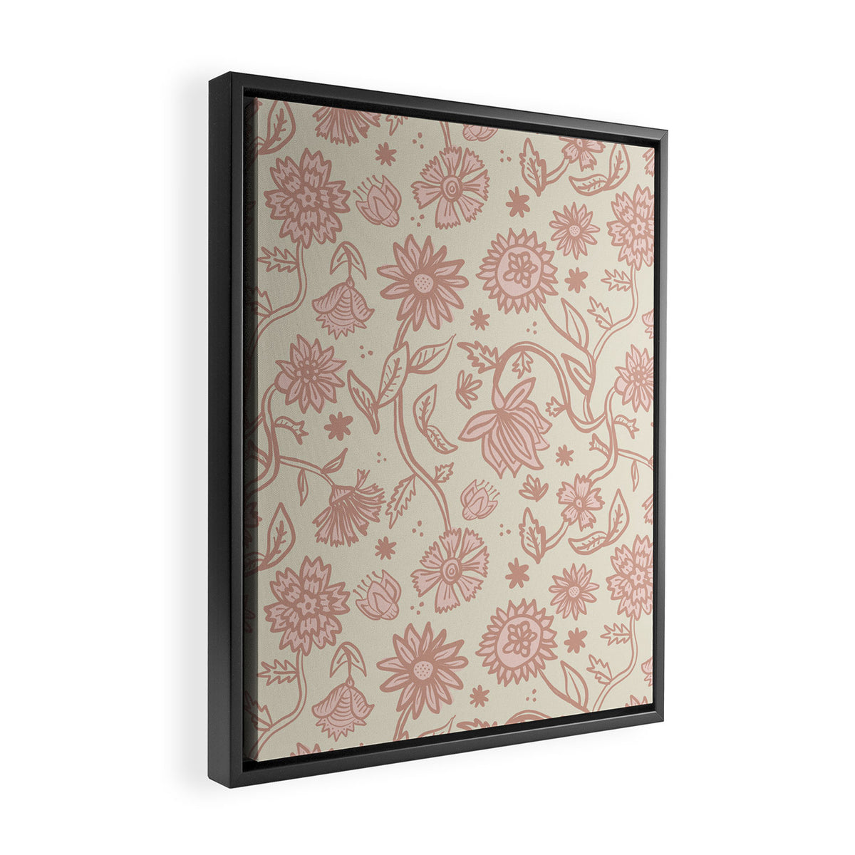 Sadie Sketch Floral Print - Pink, Blush, Beige Framed Canvas Print Gallery Image 2