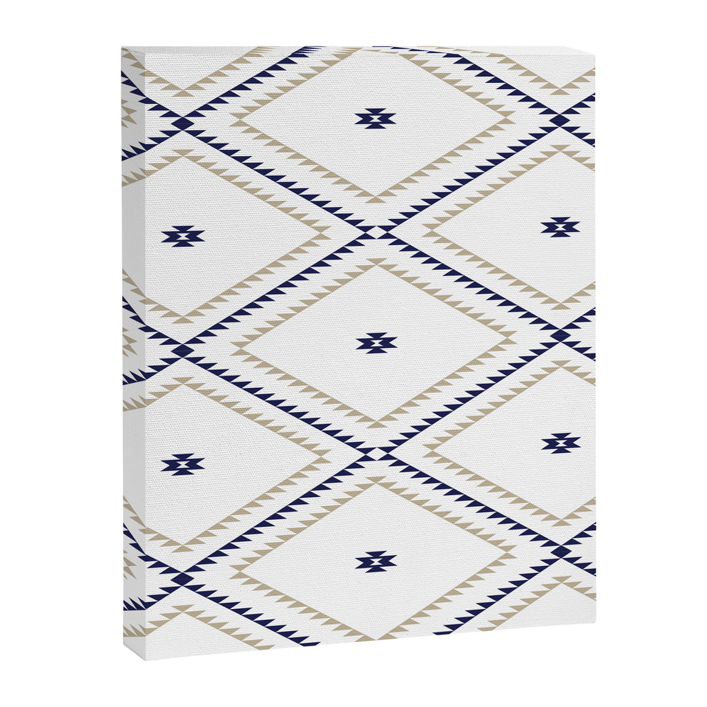 Southwestern Geometric - Tan Navy White Canvas Print Gallery Image 8