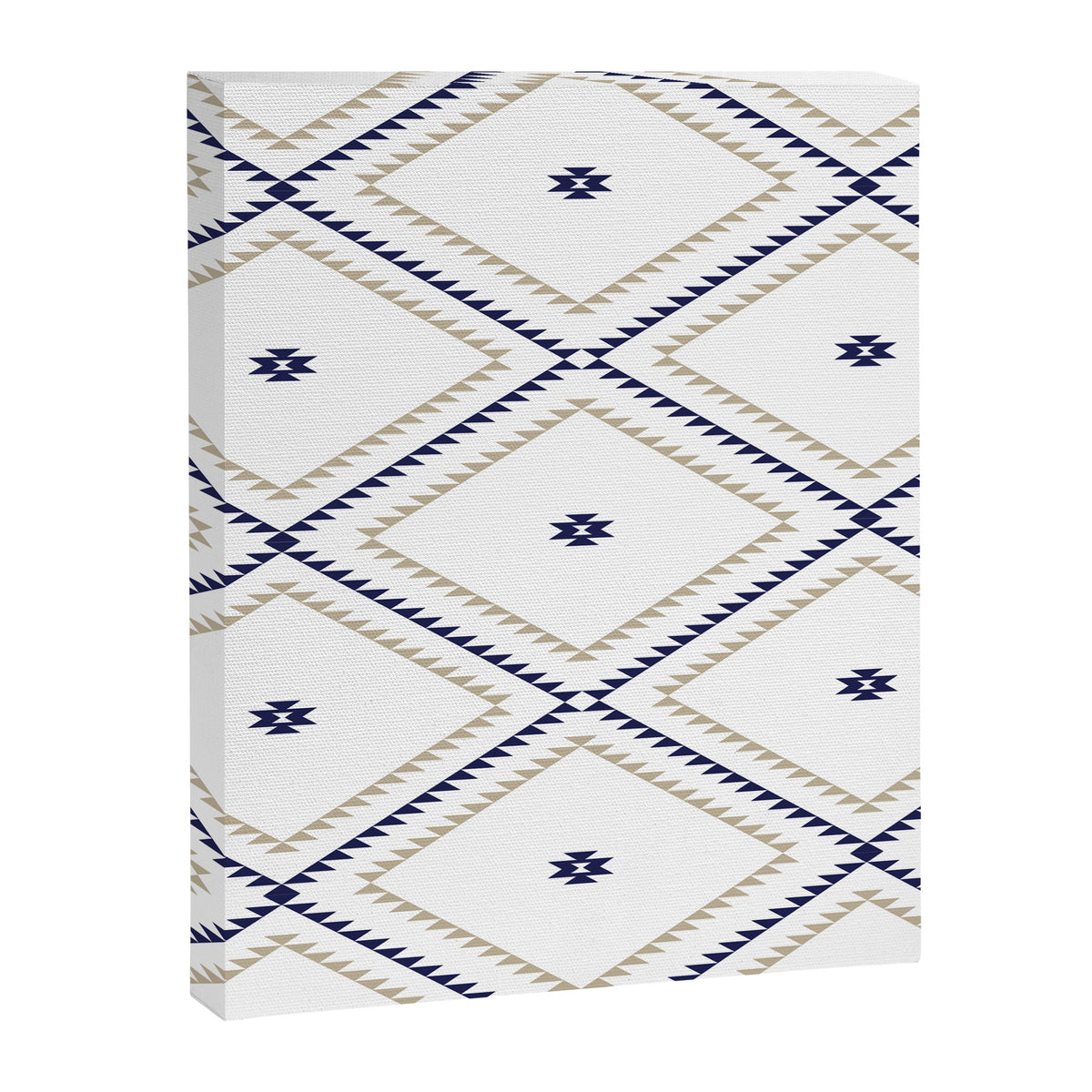 Southwestern Geometric - Tan Navy White Canvas Print Gallery Image 8