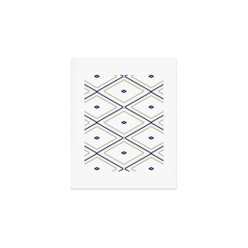 Southwestern Geometric - Tan Navy White Art Print Gallery Image 1