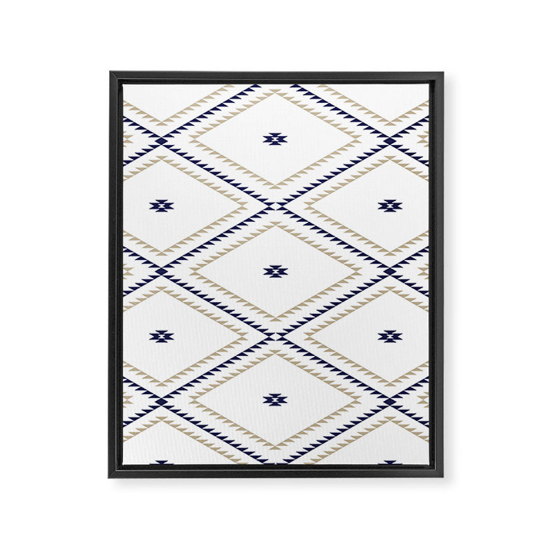 Southwestern Geometric - Tan Navy White Framed Canvas Print Gallery Image 8