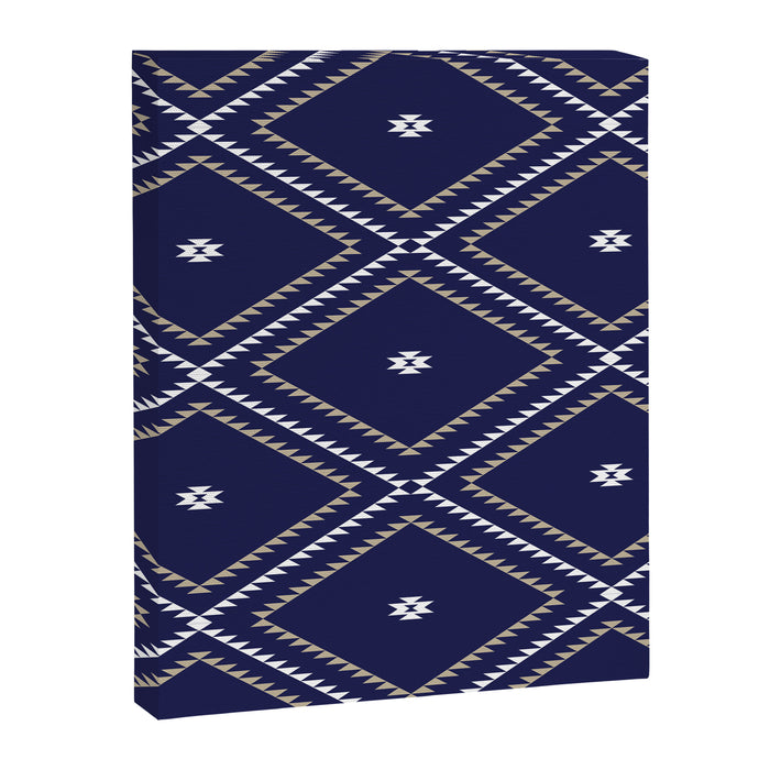 Southwestern Geometric - Tan White Navy Canvas Print Gallery Image 1