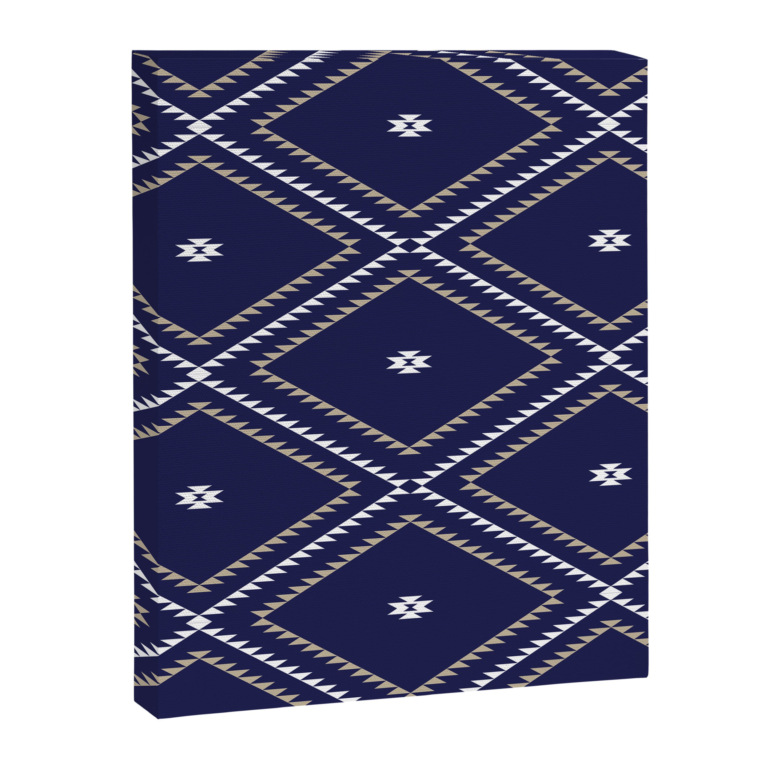 Southwestern Geometric - Tan White Navy Canvas Print Gallery Image 8