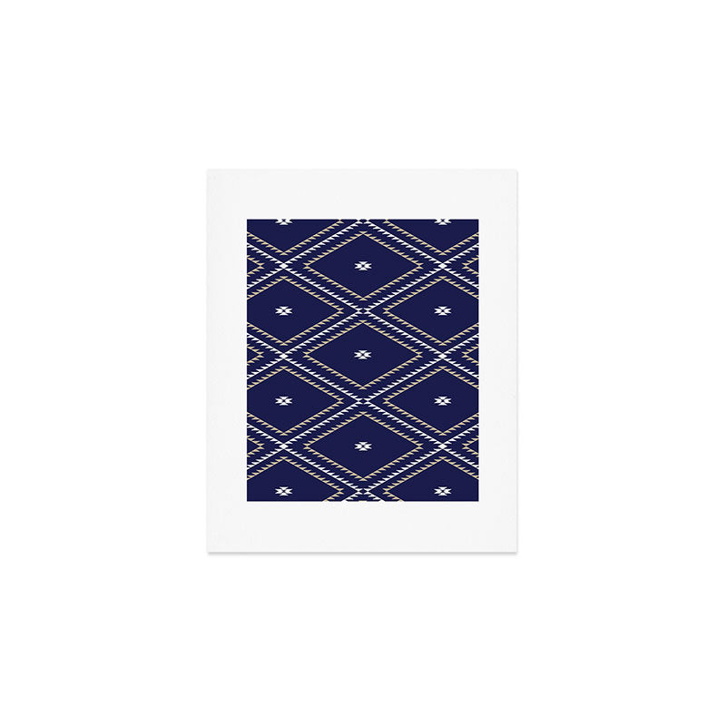 Southwestern Geometric - Tan White Navy Art Print Gallery Image 1