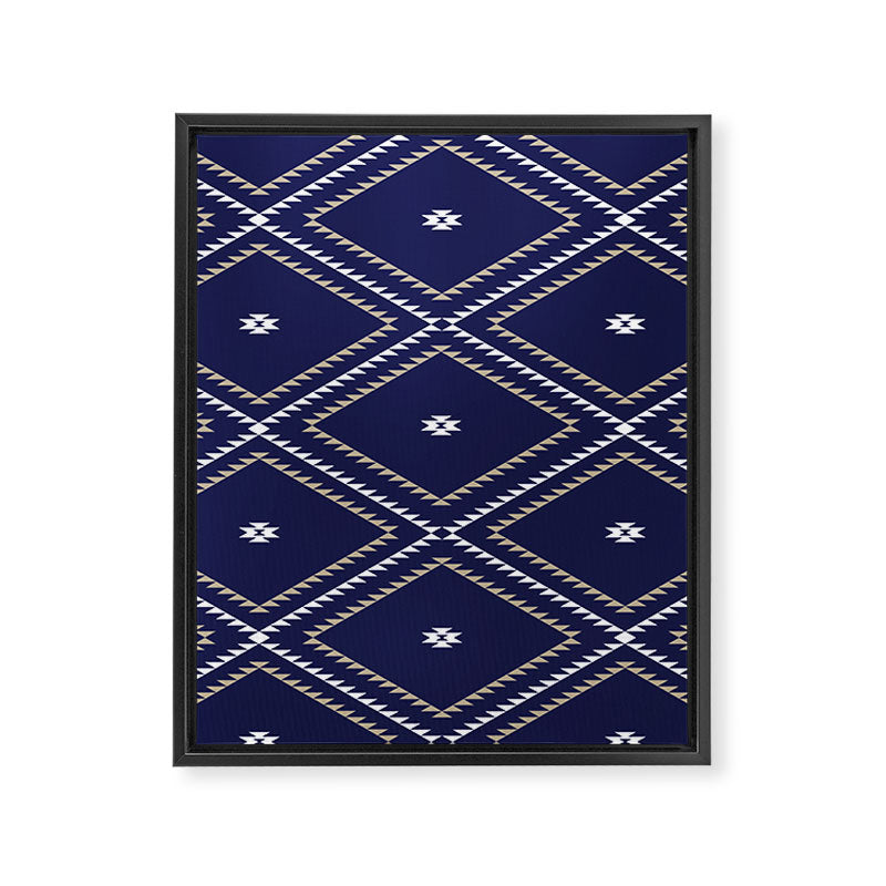 Southwestern Geometric - Tan White Navy Framed Canvas Print Gallery Image 8