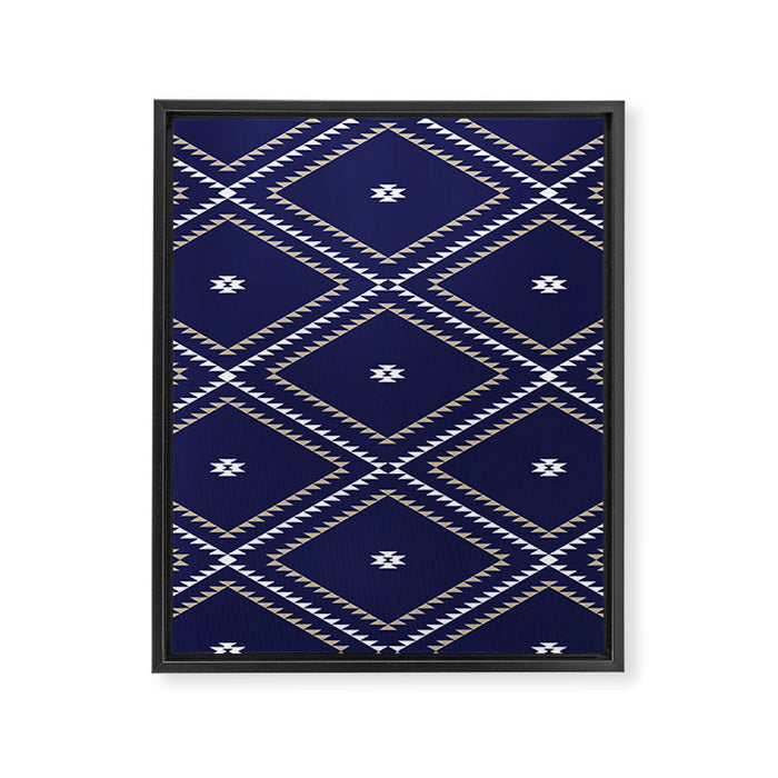 Southwestern Geometric - Tan White Navy Framed Canvas Print Gallery Image 1