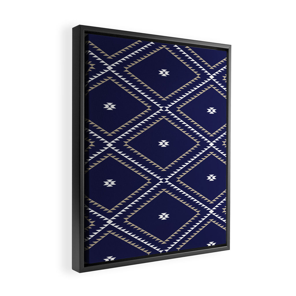 Southwestern Geometric - Tan White Navy Framed Canvas Print Gallery Image 2