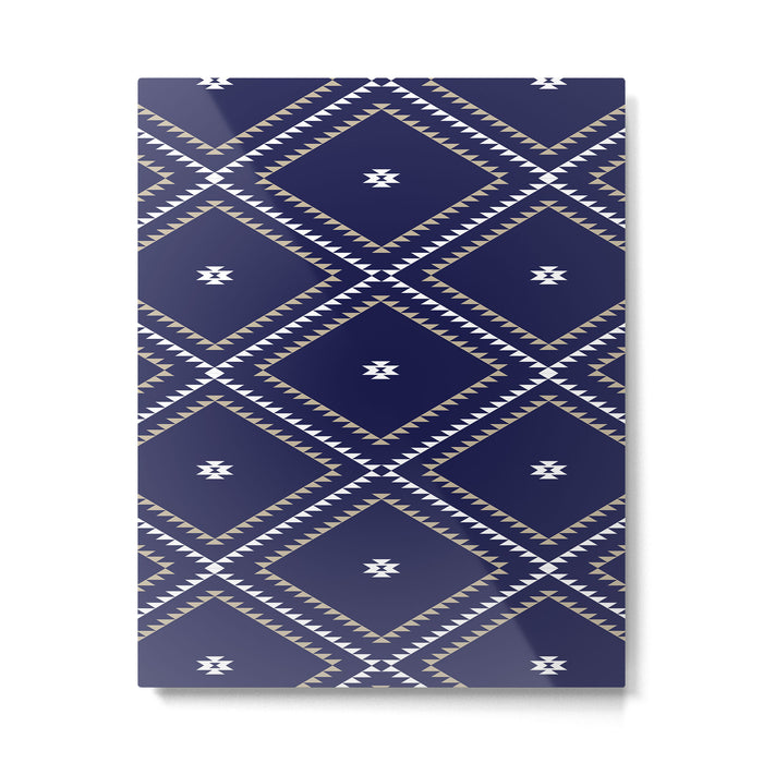 Southwestern Geometric - Tan White Navy Metal Print Gallery Image 1