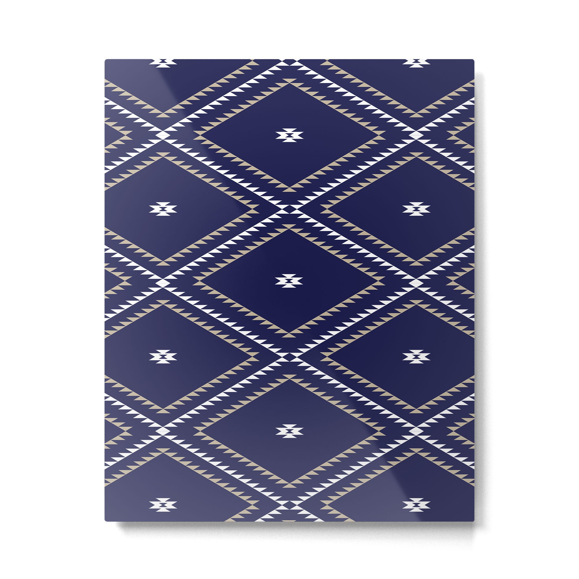 Southwestern Geometric - Tan White Navy Metal Print Gallery Image 6