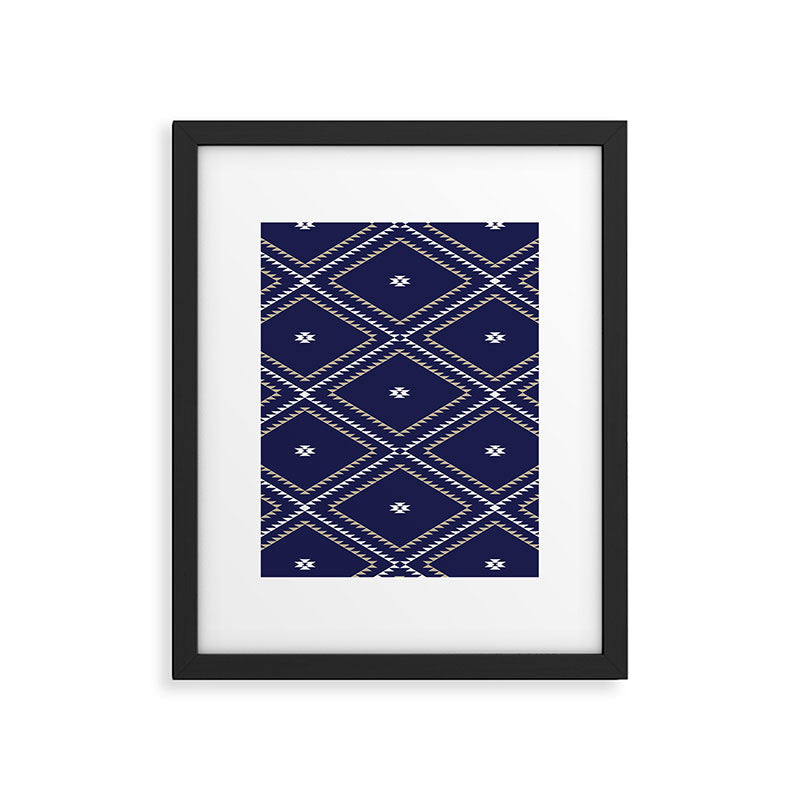 Southwestern Geometric - Tan White Navy Framed Art Print Gallery Image 6