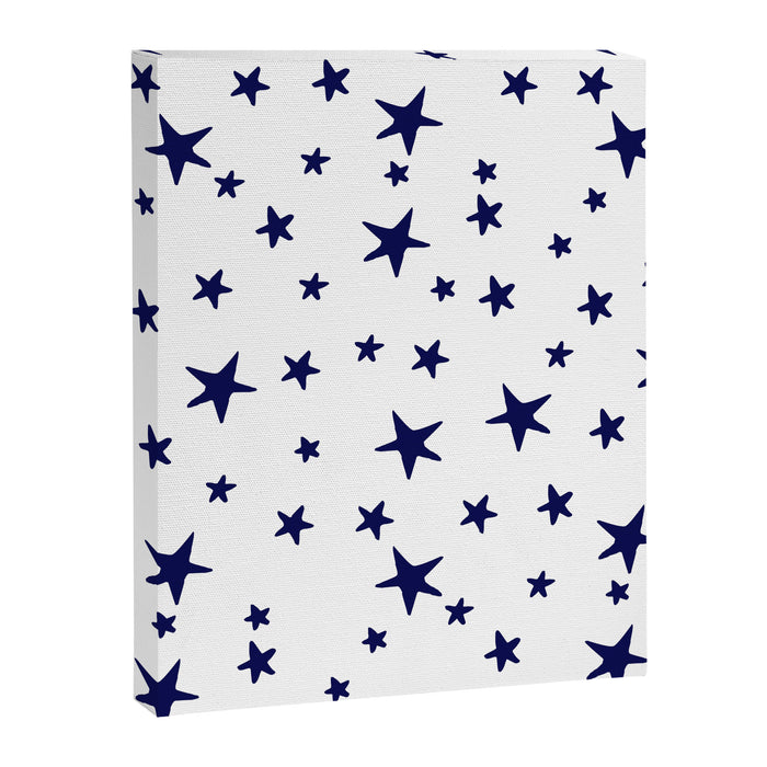 Stars - Navy Blue on White Canvas Print Gallery Image 1