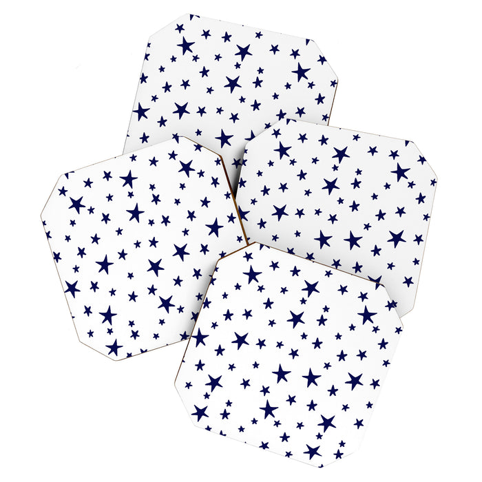 Stars - Navy Blue on White Coaster Gallery Image 1