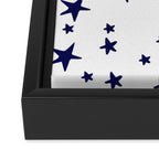 Stars - Navy Blue on White Framed Canvas Print Gallery Image 3