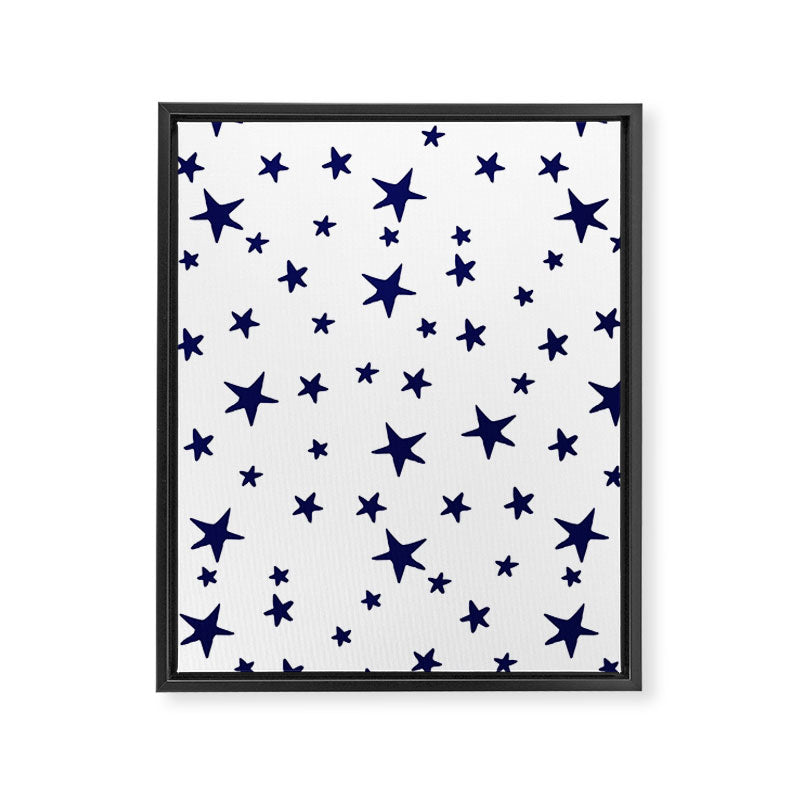 Stars - Navy Blue on White Framed Canvas Print Gallery Image 8