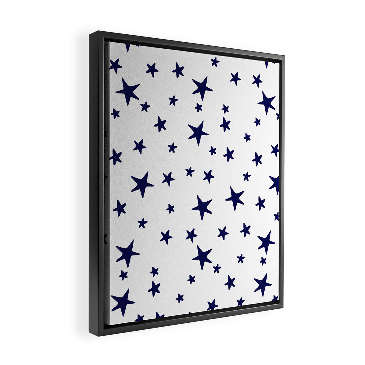 Stars - Navy Blue on White Framed Canvas Print Gallery Image 2