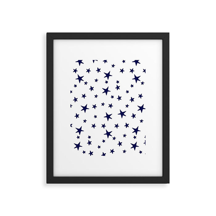 Stars - Navy Blue on White Framed Art Print Gallery Image 1