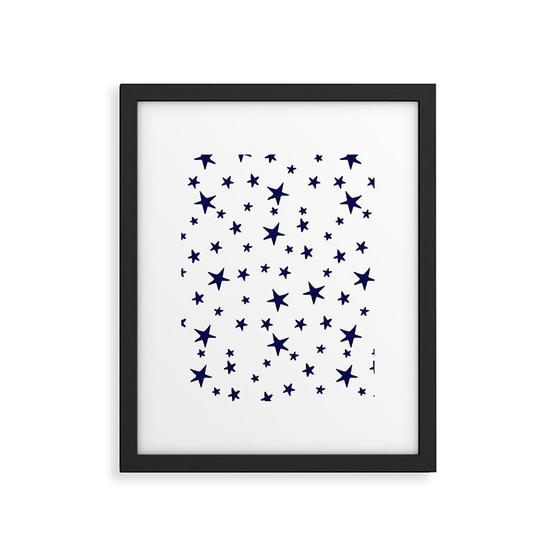 Stars - Navy Blue on White Framed Art Print Gallery Image 6