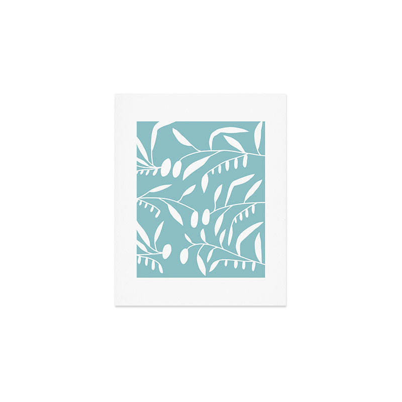 Botanical leaf- skyblue Art Print Gallery Image 1