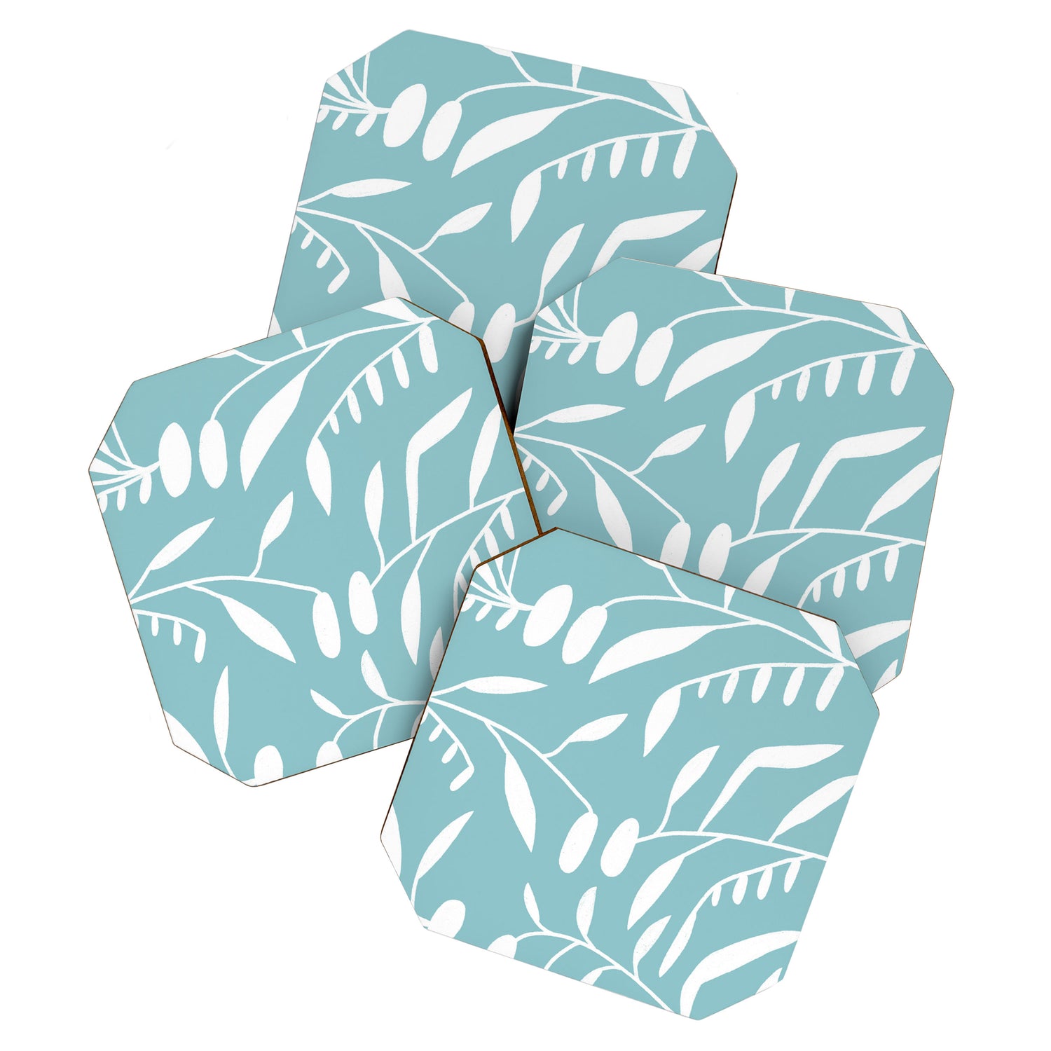 Botanical leaf- skyblue Coaster Gallery Image 1
