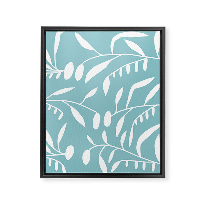 Botanical leaf- skyblue Framed Canvas Print Gallery Image 1