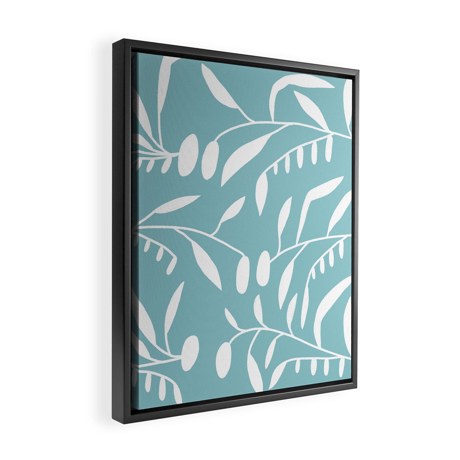 Botanical leaf- skyblue Framed Canvas Print Gallery Image 2