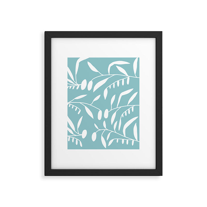 Botanical leaf- skyblue Framed Art Print Gallery Image 5