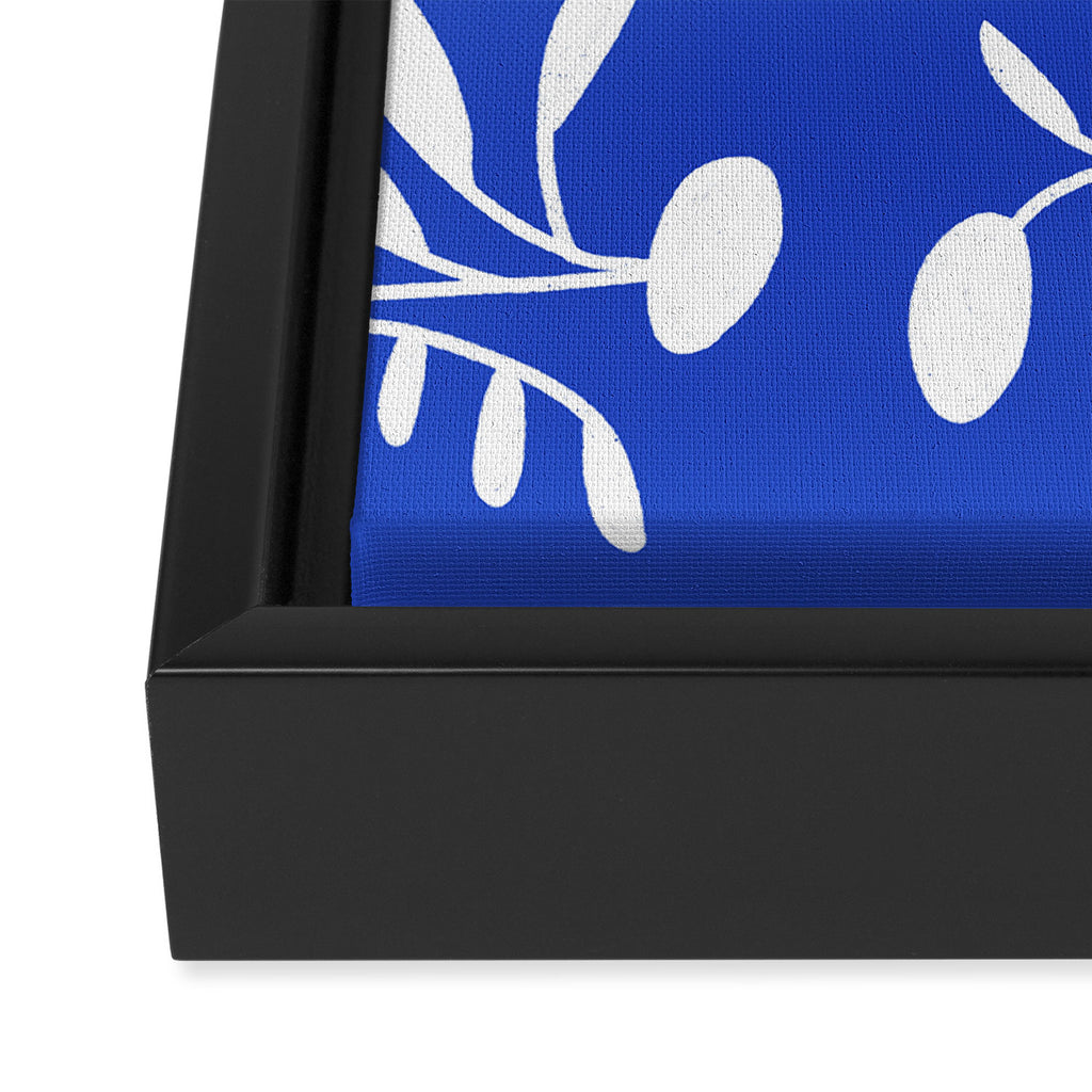 botanical leaf-blue  Framed Canvas Print Gallery Image 3