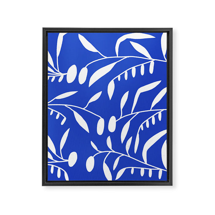 botanical leaf-blue  Framed Canvas Print Gallery Image 1