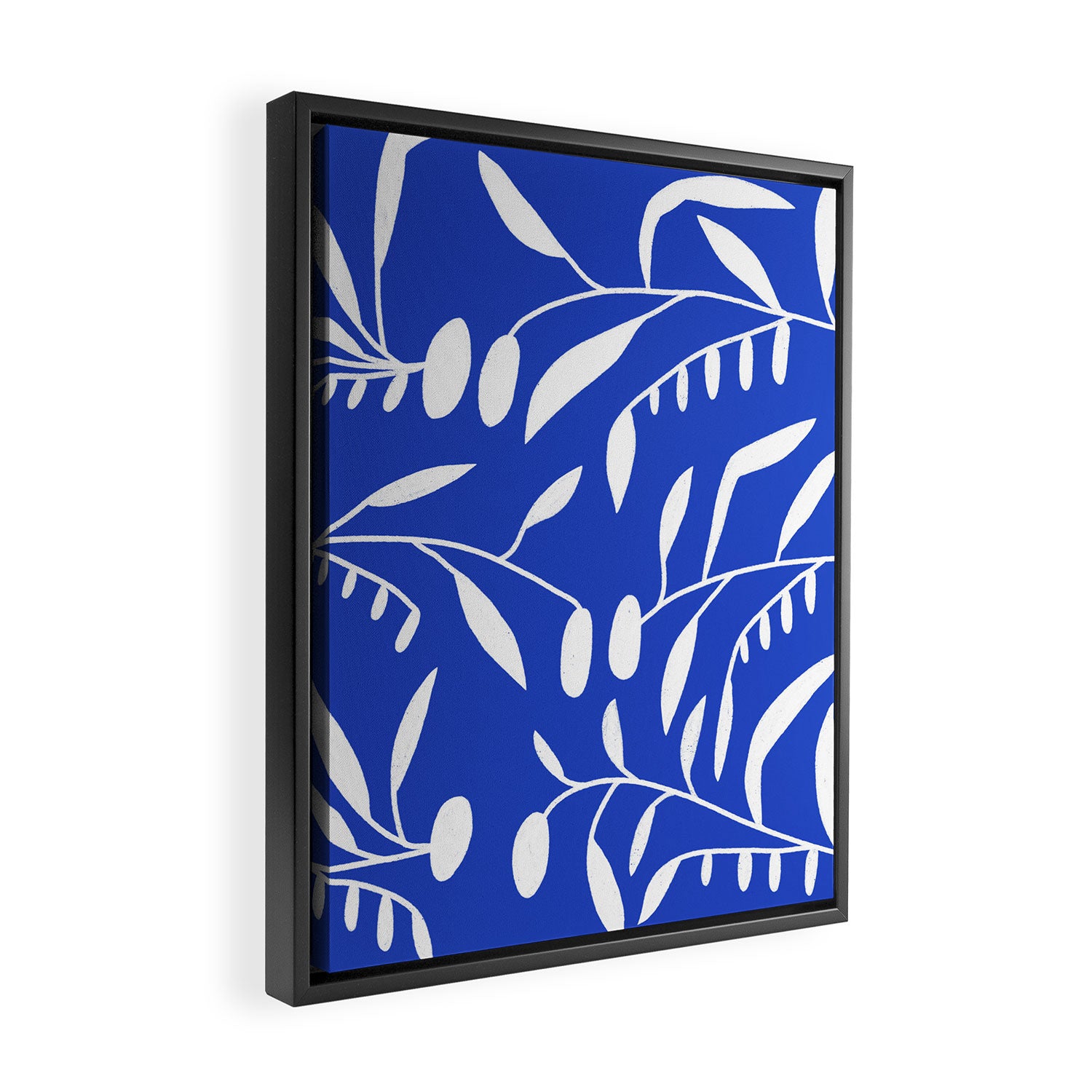 botanical leaf-blue  Framed Canvas Print Gallery Image 2
