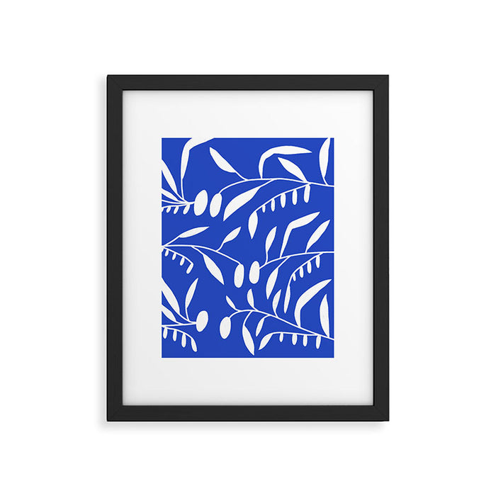 botanical leaf-blue  Framed Art Print Gallery Image 1