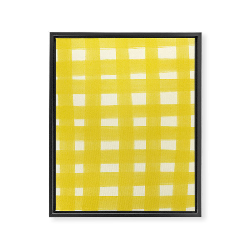 checks checks - yellow Framed Canvas Print Gallery Image 6
