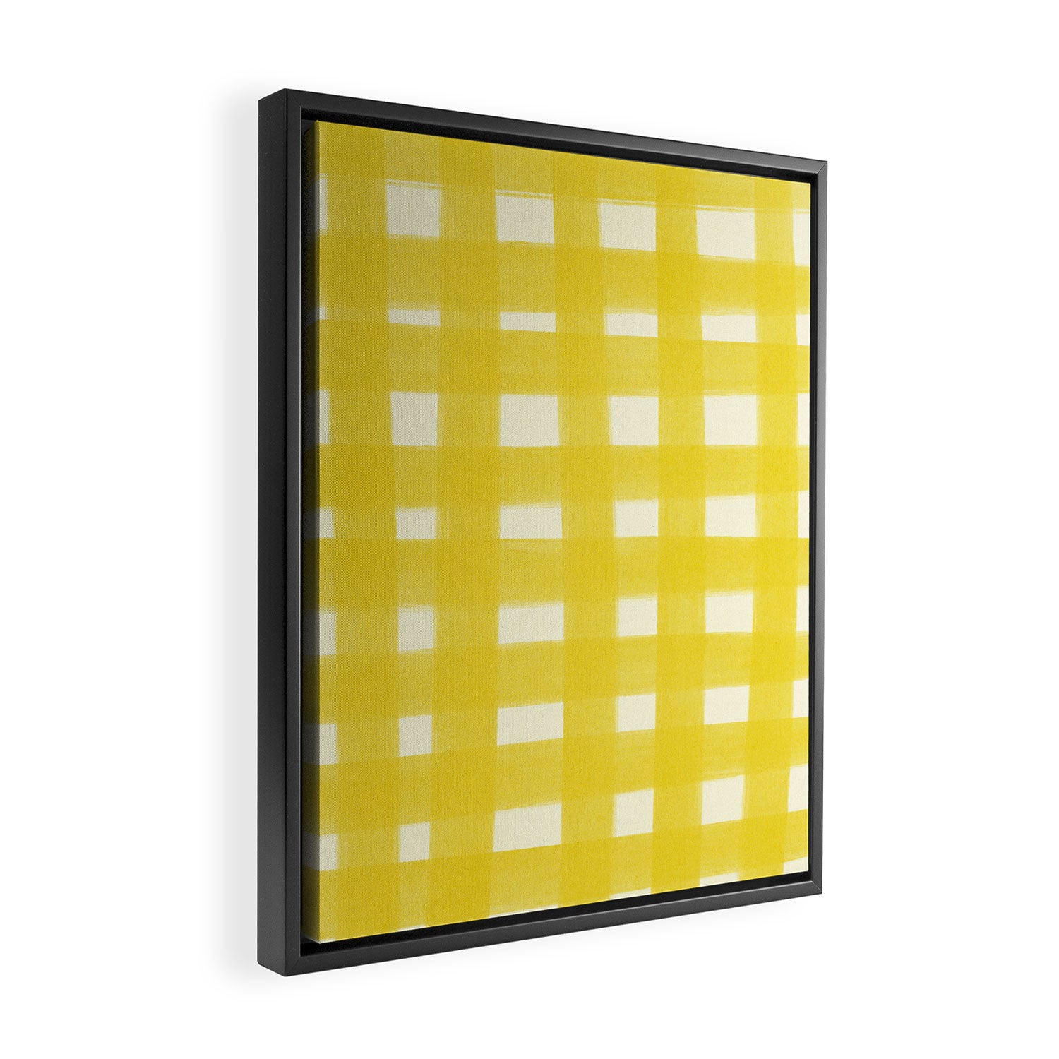 checks checks - yellow Framed Canvas Print Gallery Image 2