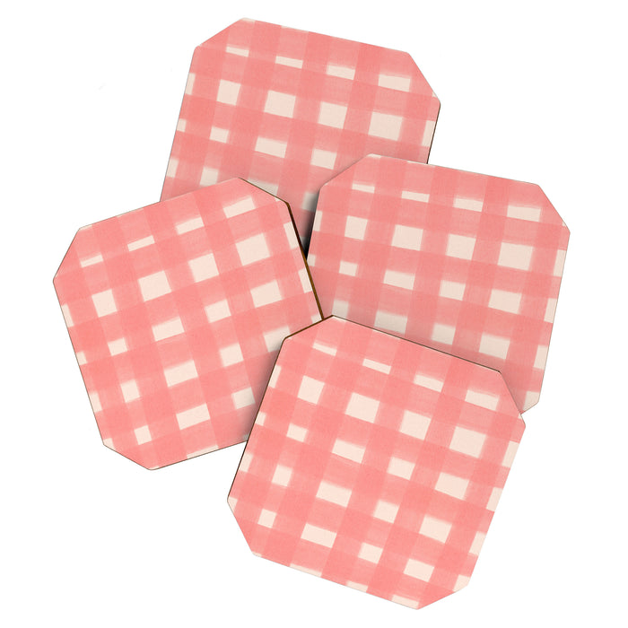 checks checks-pink rose Coaster Gallery Image 1