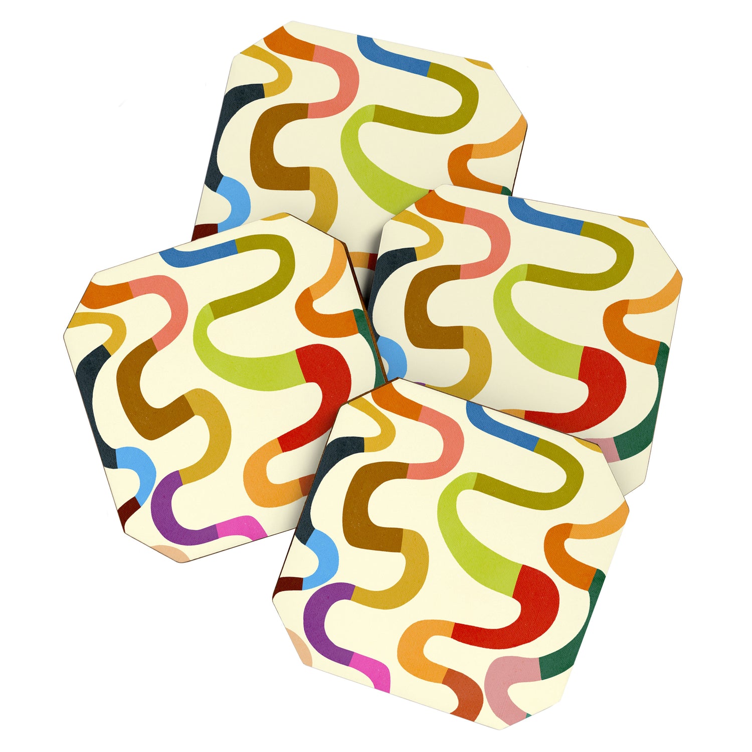 Fun, colorful and squiggly lines Coaster Gallery Image 1