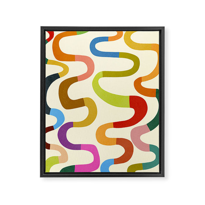 Fun, colorful and squiggly lines Framed Canvas Print Gallery Image 1