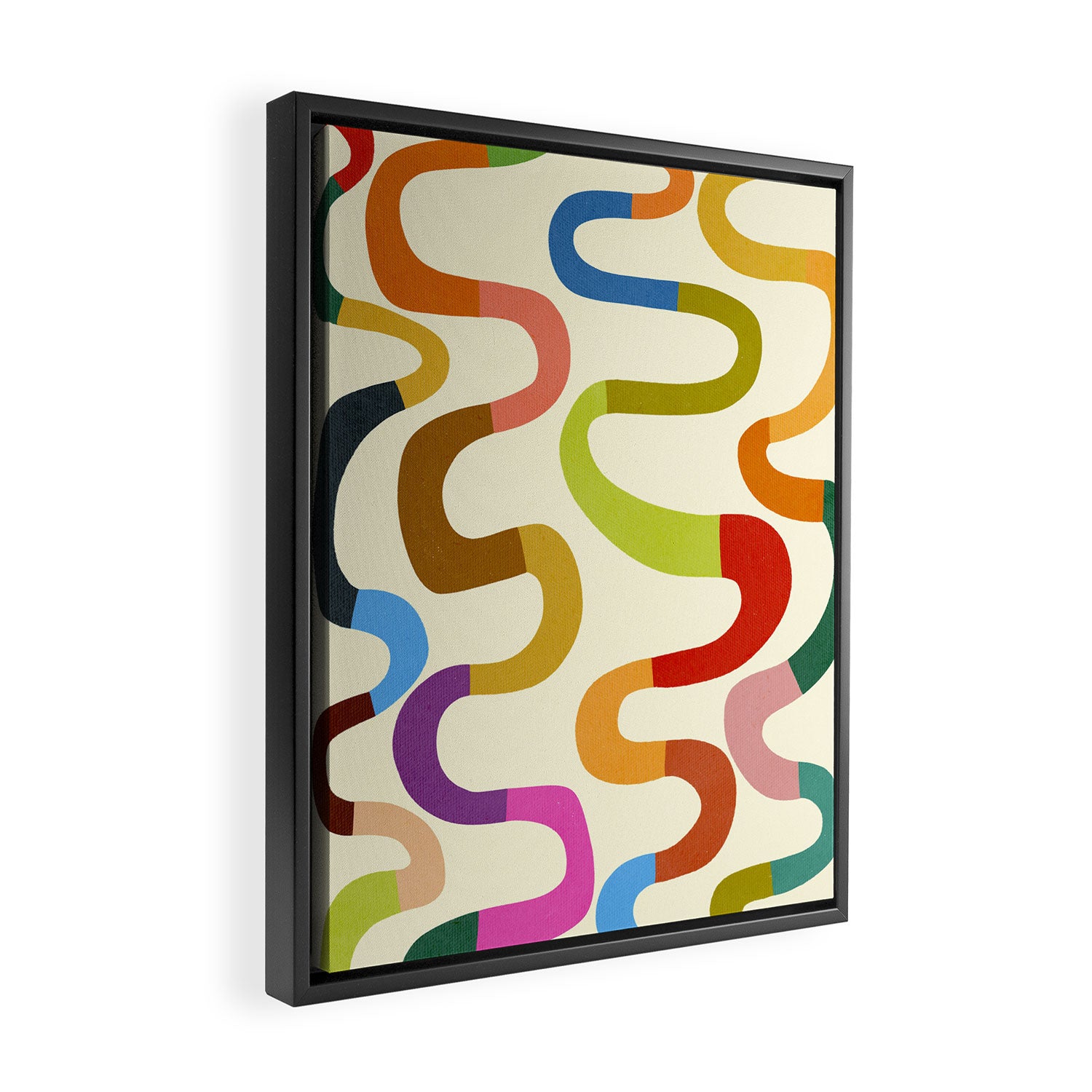 Fun, colorful and squiggly lines Framed Canvas Print Gallery Image 2