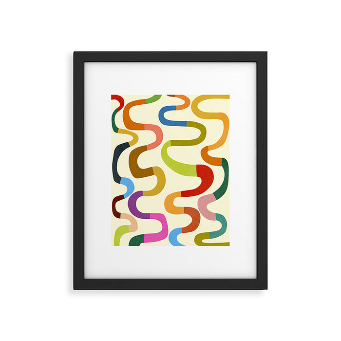 Fun, colorful and squiggly lines Framed Art Print Gallery Image 1
