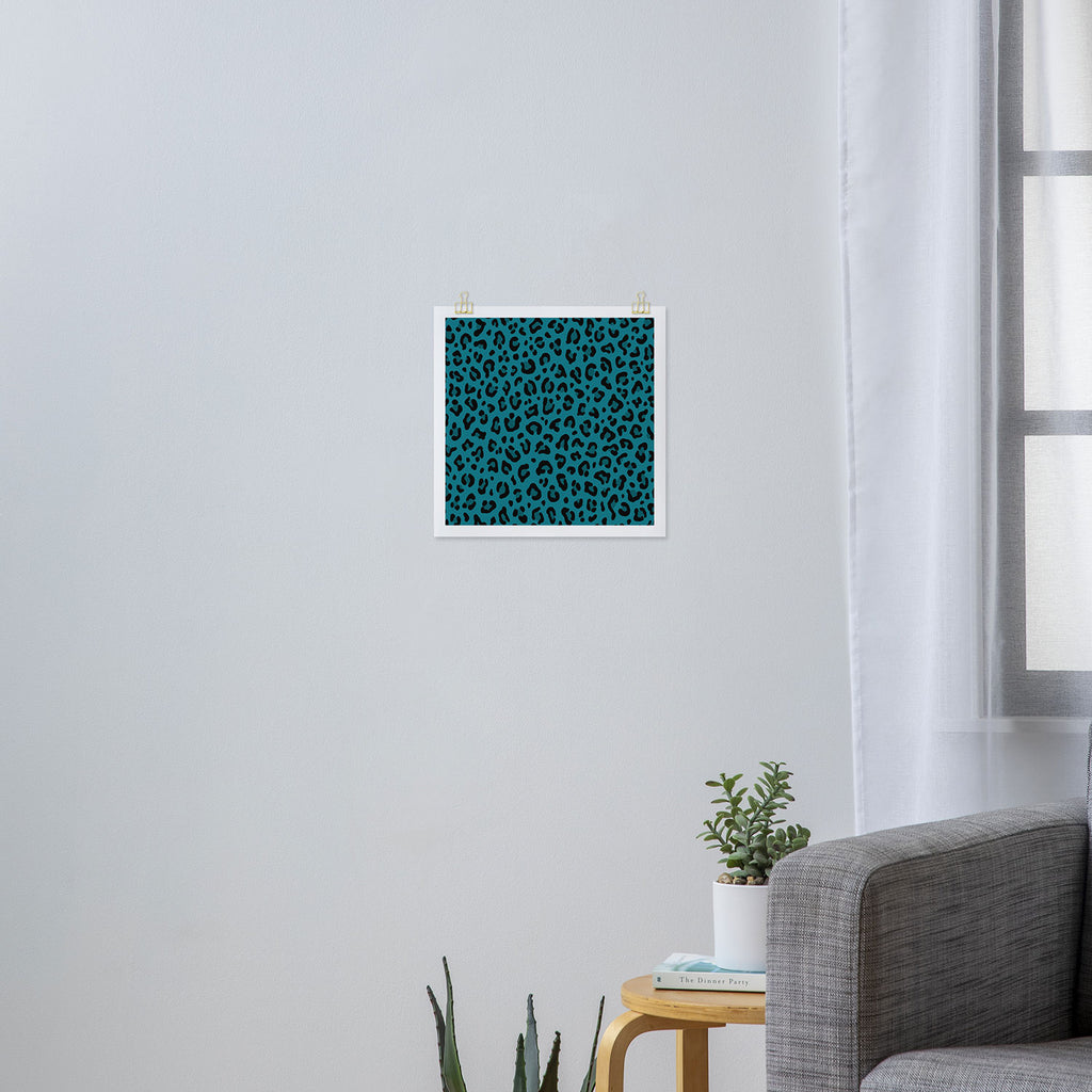 TEAL LEOPARD PRINT â Teal Blue | Collection : Punk Rock Animal Prints | Art Print Gallery Image 3