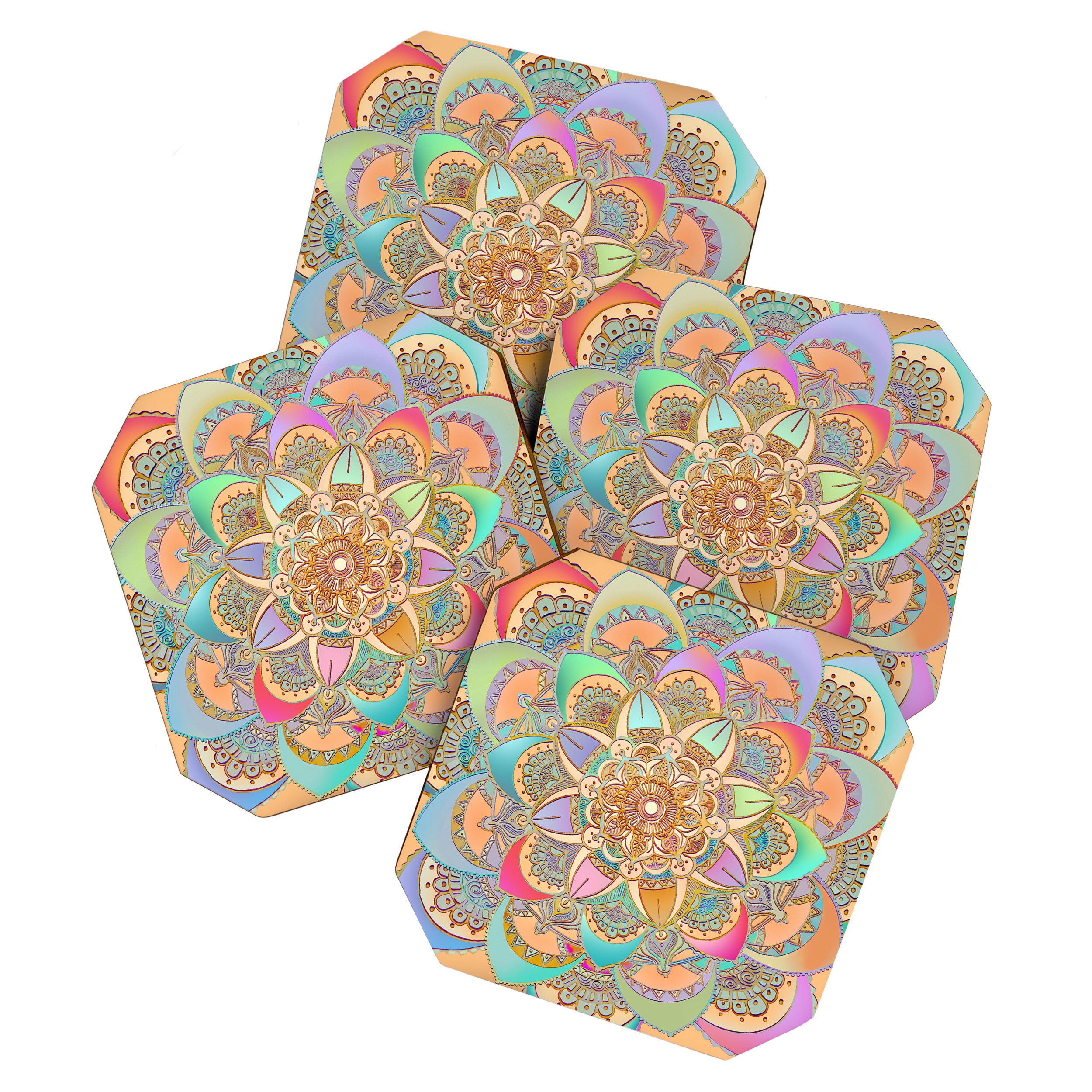 Bohemian Festival Lotus Mandala Coaster Gallery Image 1
