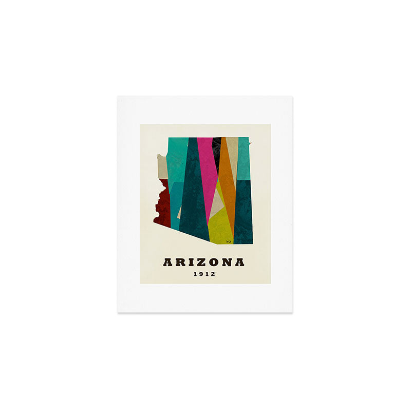 arizona state map modern Art Print Gallery Image 1