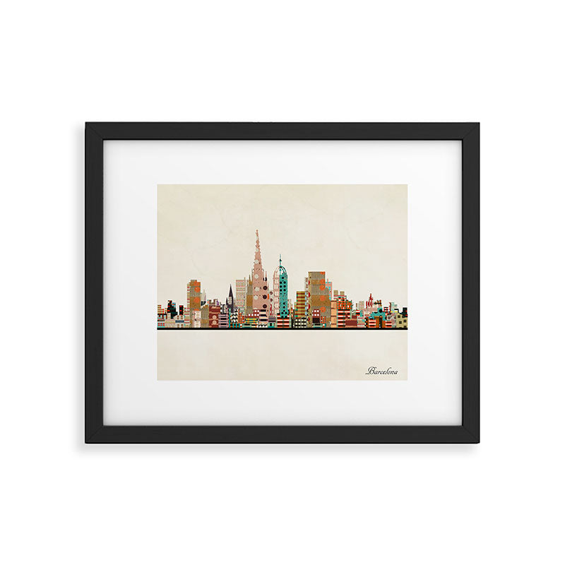 barcelona skyline Framed Art Print Gallery Image 6