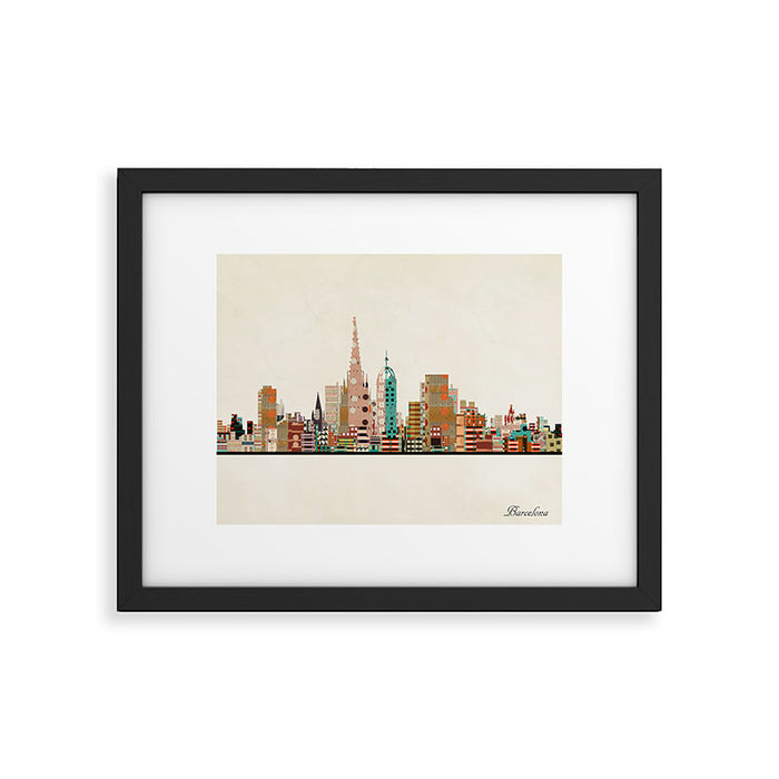 barcelona skyline Framed Art Print Gallery Image 1