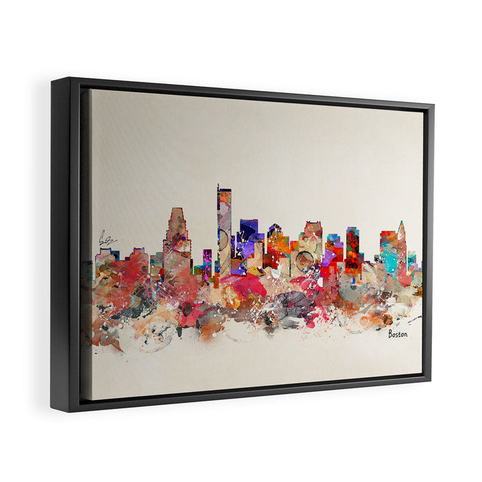 boston city massachusetts Framed Canvas Print Gallery Image 1