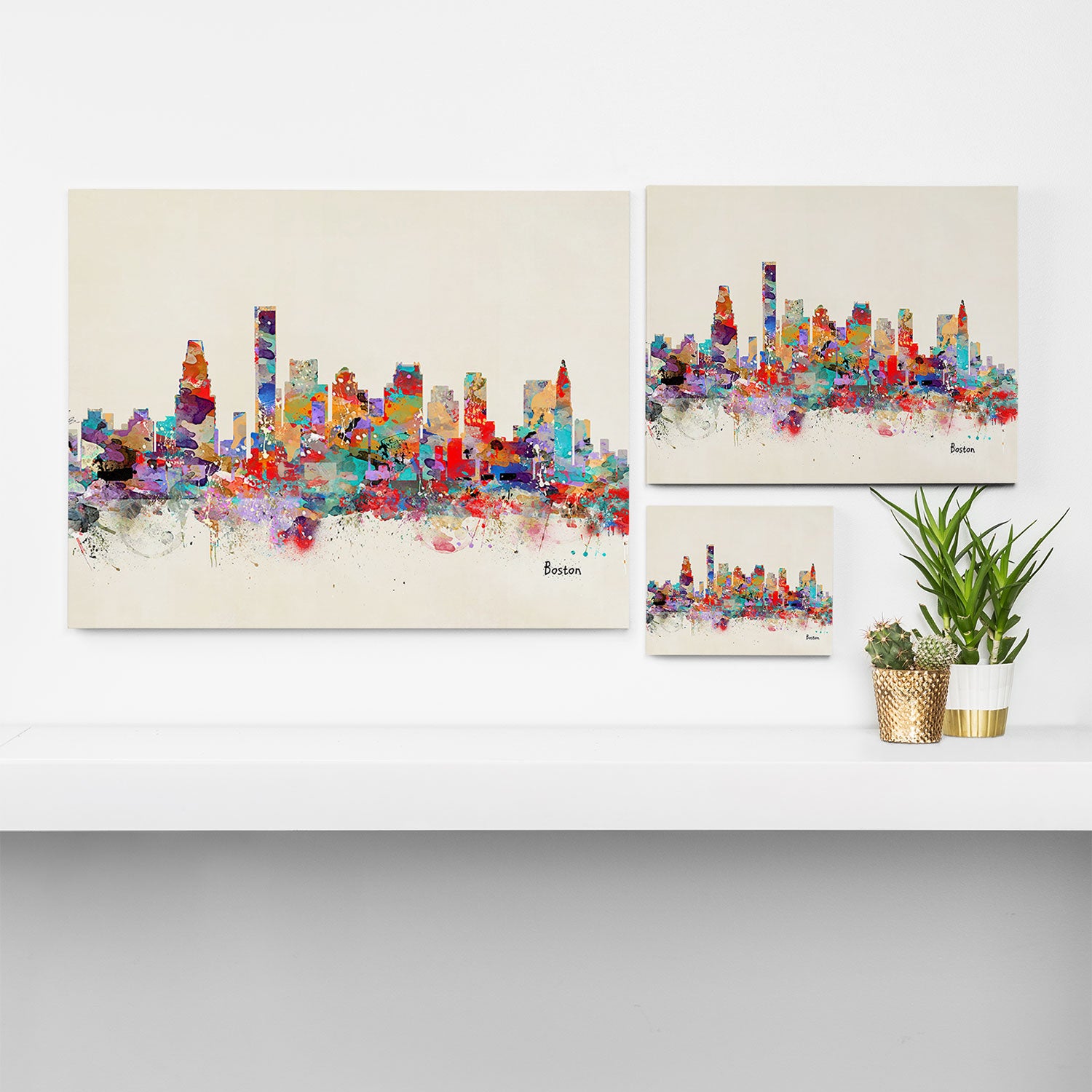 Boston city watercolor Canvas Print Gallery Image 3