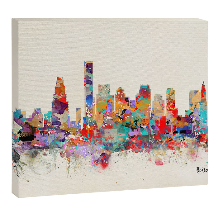 Boston city watercolor Canvas Print Gallery Image 1