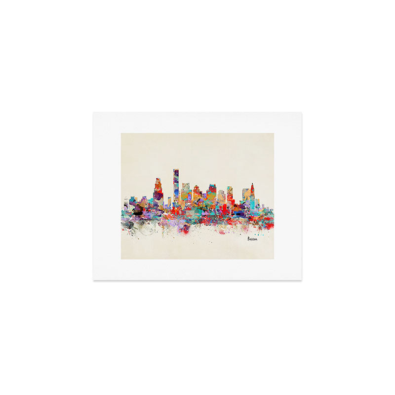 Boston city watercolor Art Print Gallery Image 1