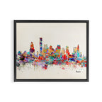 Boston city watercolor Framed Canvas Print Gallery Image 2