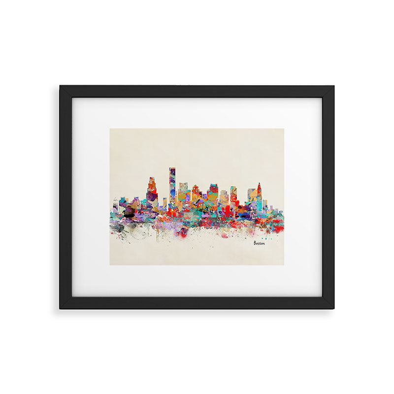 Boston city watercolor Framed Art Print Gallery Image 4