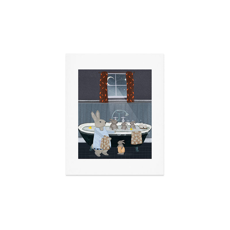 bunny bath time Art Print Gallery Image 1