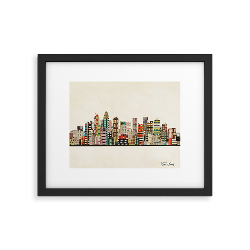 charlotte north carolina skyline Framed Art Print Gallery Image 4